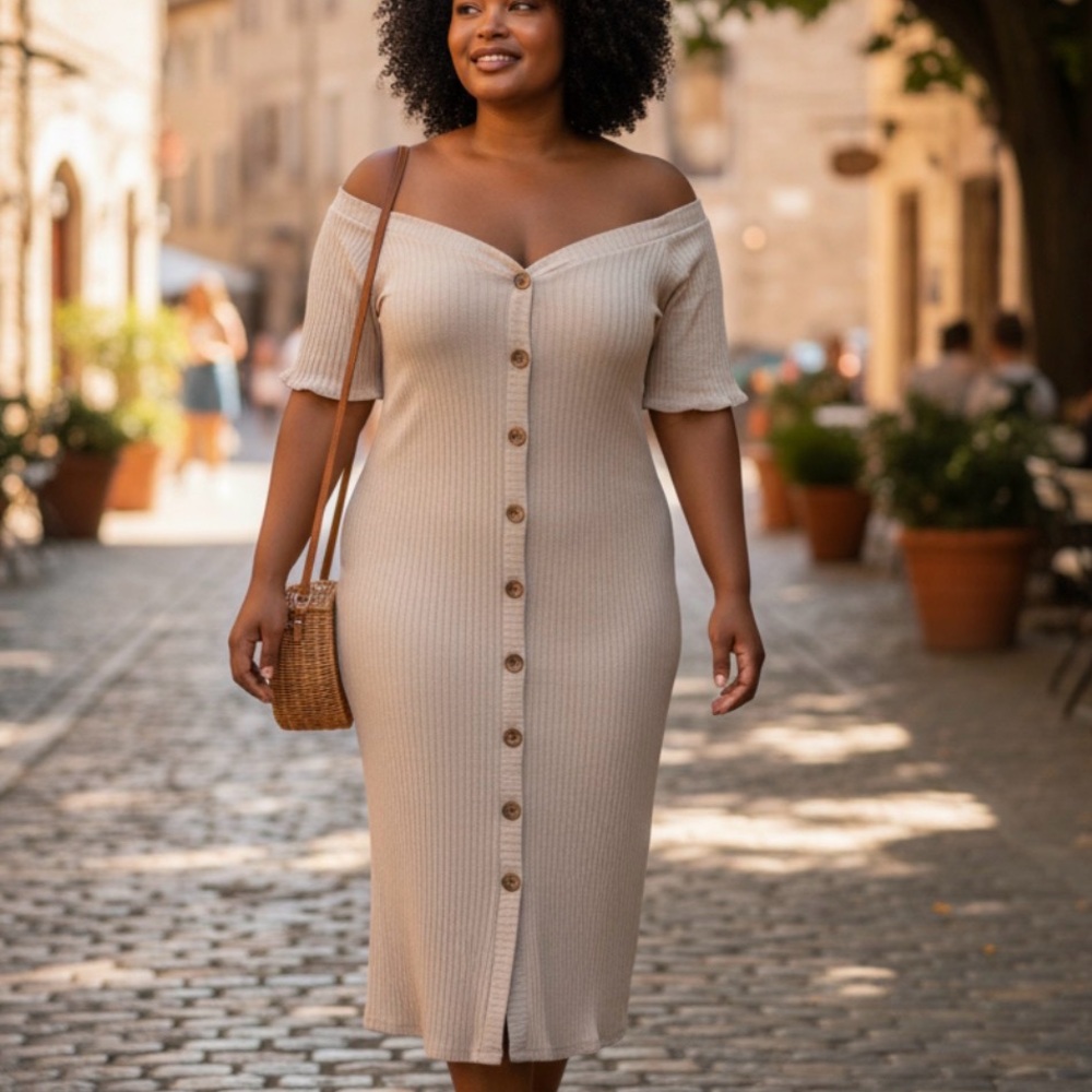 Button-Down Midi Sweater Dress